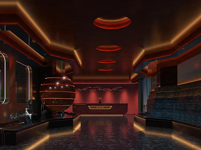Luxurious SPA Sauna Reception Area With Ambient Lighting 3d model