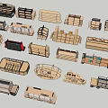 Various Modern Display Shelves with Diverse Wooden Designs for Retail Shops