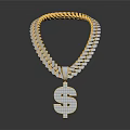 Elegant Gold And Silver Braided Chain Necklace With Dollar Sign Pendant
