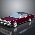 Vintage Red Classic Car With Black Roof Chrome Details And White Wheels