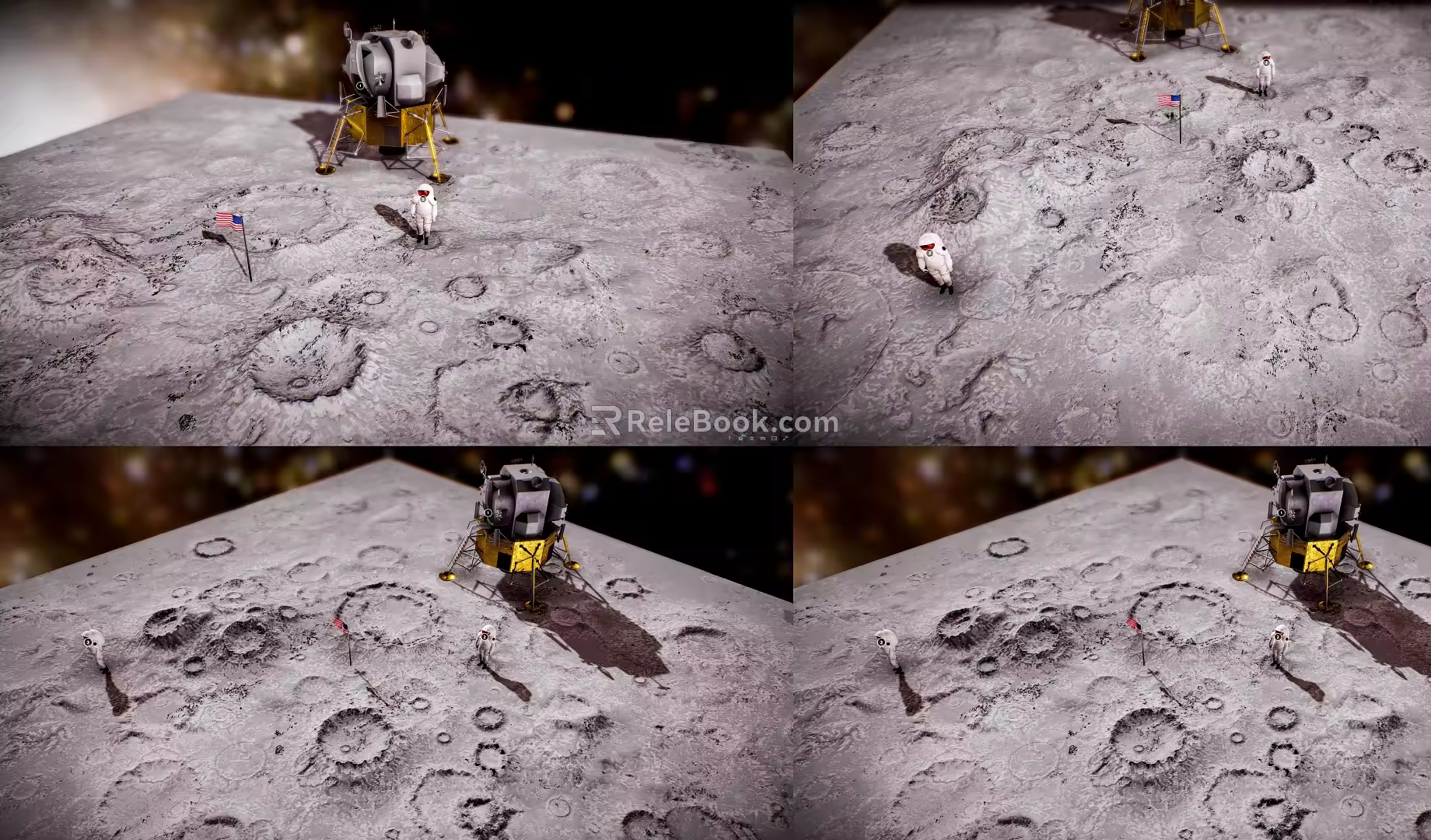 Modern Moon Landing Astronaut Lunar Spacecraft Apollo Mars Moon Astronaut 3d model