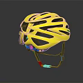 Bright Yellow Bicycle Helmet with Black Ventilation Holes Black Straps and Red Adjustment Buckle