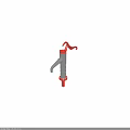 Manual Water Pump With Red Handle Silver Body Base And Spout