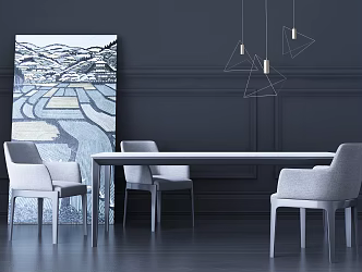 Modern Dining Table and Chair Combination Table and Chair Chandelier Combination 3d model