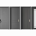 Modern Gray Swing Doors with Glass Panel and Minimalist Design Variations 3d model