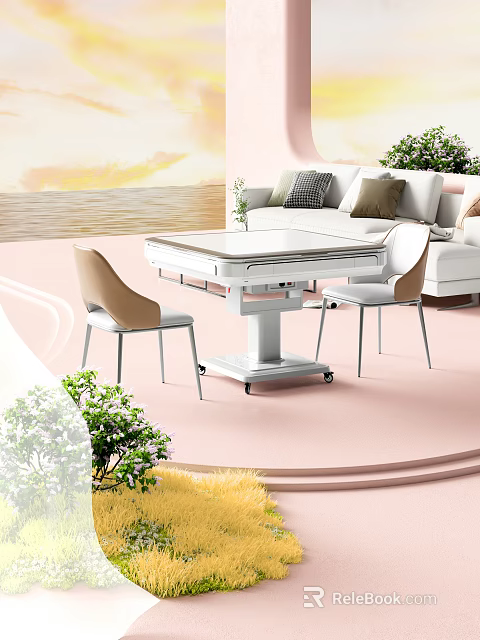 Elegant Luxury Modern Kitchen Interior With Marble Island And Stylish Cabinets 3d model 