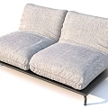 Light Gray Fabric Two Seater Sofa With Modern Black Metal Frame Design 3d model