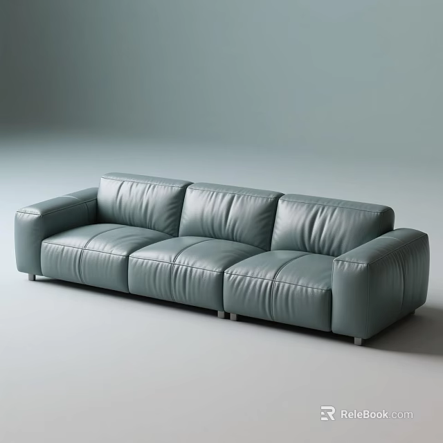 Modern Teal Leather Sectional Sofa Set With Comfortable Seats And Sleek Design 3d model 