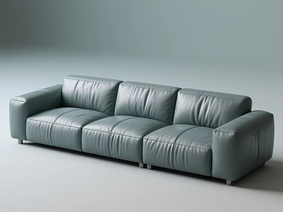 Modern Teal Leather Sectional Sofa Set With Comfortable Seats And Sleek Design 3d model