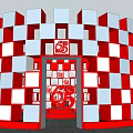 Popular Photo Spot With Red 65 Sculpture Surrounded By Red Wall And Display Frames