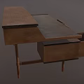 Classic Wooden Writing Desk with Spacious Desktop Multiple Drawers and Compartments 3d model