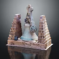 Bronze Bell Musical Instrument and Painting Tools on Towered Support Stand