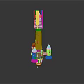 Space Rocket Model Design With Golden Thrusters And Metallic Structure