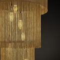 Elegant Gold Multi Layer Tassel Chandelier Hanging Lighting Design For Home Decor