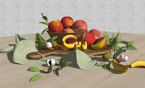 Modern Peach Food Fruits Vegetables 3d model