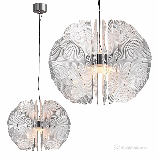 Elegant Modern Chandelier With Feather Like Design Structure And Soft Illumination Effect 3d model