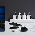 Multi Port USB Charging Station With Laptop Smartphone Smartwatch And Mouse