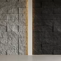 Stone Texture Background Wall Design In Light And Dark Gray With Vertical Divider For Interior 3d model