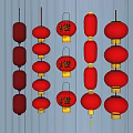 Traditional Red Chinese Lanterns Hanging As Decorative Ornaments In Various Styles