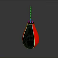 Red And Black Punching Bag Design With Hanging Chain On Dark Background