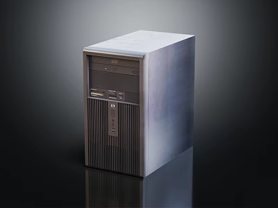 Sleek Modern Desktop Computer Tower Silver and Black with Front Ports 3d model