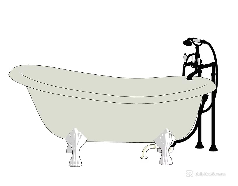 Classic Freestanding Bathtub With Claw Feet And Black Faucet Fixture 3d model 