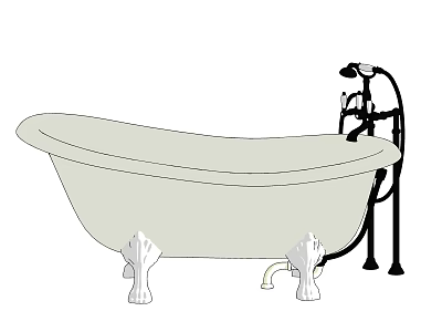 Classic Freestanding Bathtub With Claw Feet And Black Faucet Fixture 3d model