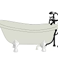 Classic Freestanding Bathtub With Claw Feet And Black Faucet Fixture