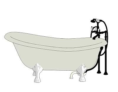 Classic Freestanding Bathtub With Claw Feet And Black Faucet Fixture 3d model