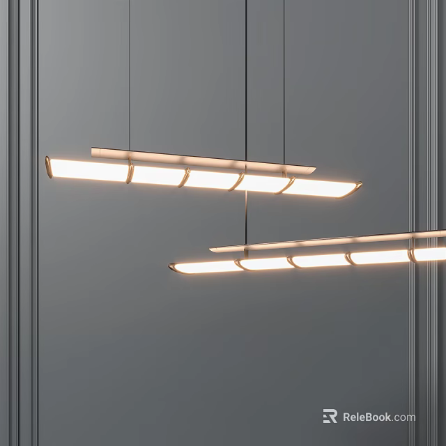 Modern Linear Chandeliers With Bright LED Lighting And Sleek Design Features 3d model