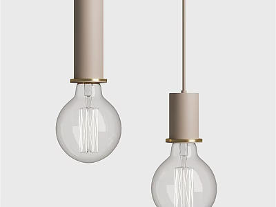 Modern Minimalist Pendant Lights With Clear Glass Bulbs And Beige Gold Accents 3d model