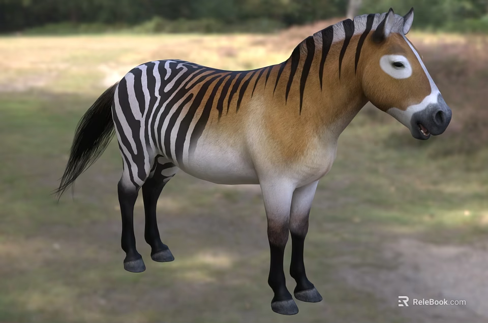 Realistic 3D Model Of Striped Zebra Tailed Lizard In Natural Grassland Habitat 3d model 