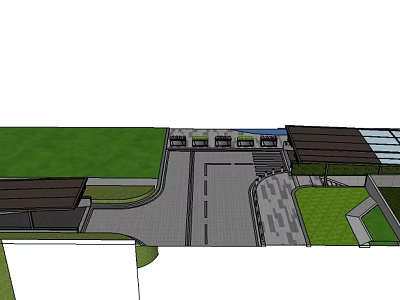 Architectural Site Plan With Road Layout Green Lawn And Building Structures 3d model