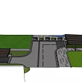 Architectural Site Plan With Road Layout Green Lawn And Building Structures