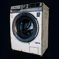 Damaged Old Washing Machine With Burnt Marks And Stained Exterior Surface 3d model