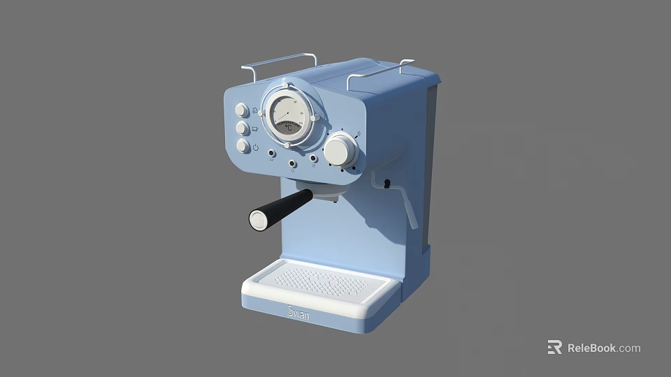 Vintage Blue Coffee Maker Kitchen Appliance With Classic Knobs And Control Panel 3d model 