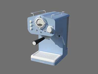 Vintage Blue Coffee Maker Kitchen Appliance With Classic Knobs And Control Panel 3d model