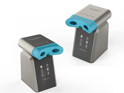 Modern Medical Diagnostic Equipment With Blue Viewing Ports And Control Function Buttons 3d model