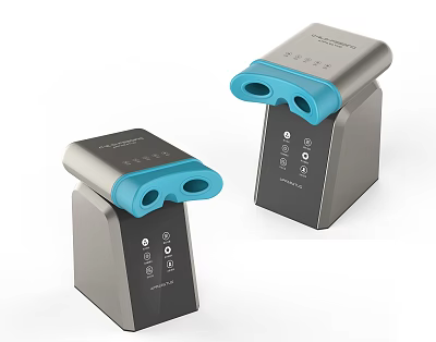Modern Medical Diagnostic Equipment With Blue Viewing Ports And Control Function Buttons 3d model