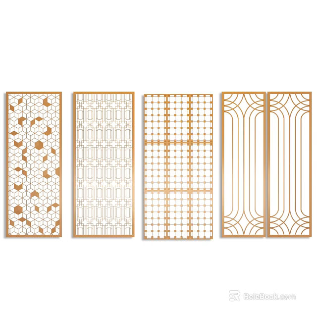 Modern Decorative Room Dividers With Various Geometric Patterns For Home Interior 3d model