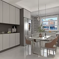 Modern Living and Dining Room Interior With Sofa Coffee Table Chandelier And Window View
