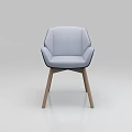 Modern Two Tone Gray Navy Upholstered Leisure Chair With Curved Back And Wooden Legs