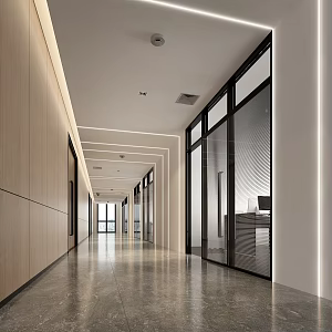 Office aisle 3d model