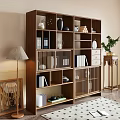 Wooden Display Shelf Featuring Books And Decorative Pieces