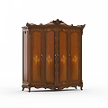 Classical Wooden Wardrobe With Carved Details Four Doors And Ornate Top