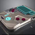 Retro Techno Color Game Boy Electronic Console With Silver Body Blue Screen Pink Buttons