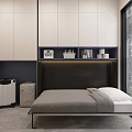 Modern Minimalist Closet With Hanging Clothes And Storage Bins