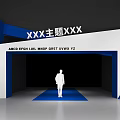 Blue And White Event Archway With Theme Text Logo Person And Carpet