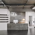 Modern Clothing Store Interior With P3 Logo Concrete Counter Clothing Racks And Fashion Art