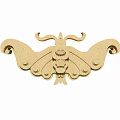 Intricate Golden Carved Moth Shaped Ornament With Curved Wings Design